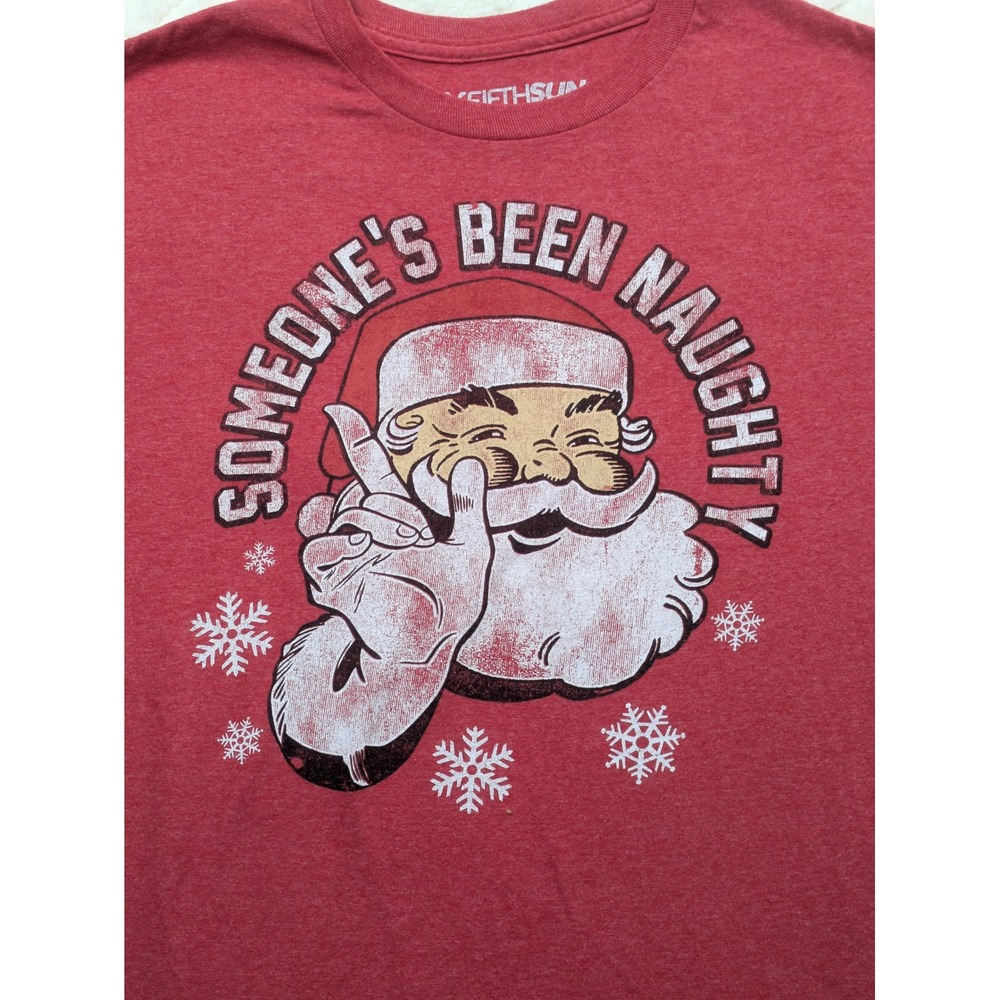 Fifth Sun Mens Someone's Been Naughty Santa Christmas Graphic T-Shirt Red Medium